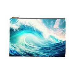 Tsunami Waves Ocean Sea Nautical Nature Water 8 Cosmetic Bag (large) by Jancukart