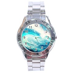 Tsunami Waves Ocean Sea Nautical Nature Water 8 Stainless Steel Analogue Watch by Jancukart