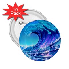 Tsunami Tidal Wave Ocean Waves Sea Nature Water 2 2 25  Buttons (10 Pack)  by Jancukart