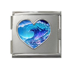 Tsunami Tidal Wave Ocean Waves Sea Nature Water 2 Mega Link Heart Italian Charm (18mm) by Jancukart