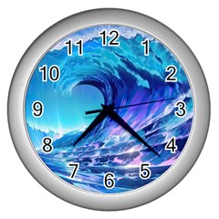 Tsunami Tidal Wave Ocean Waves Sea Nature Water 2 Wall Clock (silver)