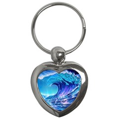 Tsunami Tidal Wave Ocean Waves Sea Nature Water 2 Key Chain (heart) by Jancukart