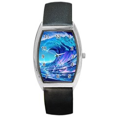 Tsunami Tidal Wave Ocean Waves Sea Nature Water 2 Barrel Style Metal Watch by Jancukart