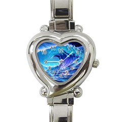 Tsunami Tidal Wave Ocean Waves Sea Nature Water 2 Heart Italian Charm Watch by Jancukart