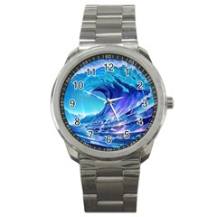 Tsunami Tidal Wave Ocean Waves Sea Nature Water 2 Sport Metal Watch by Jancukart