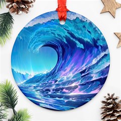 Tsunami Tidal Wave Ocean Waves Sea Nature Water 2 Round Ornament (two Sides)