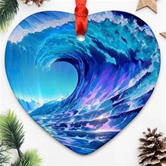 Tsunami Tidal Wave Ocean Waves Sea Nature Water 2 Heart Ornament (two Sides) by Jancukart