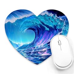 Tsunami Tidal Wave Ocean Waves Sea Nature Water 2 Heart Mousepad by Jancukart