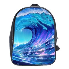 Tsunami Tidal Wave Ocean Waves Sea Nature Water 2 School Bag (large) by Jancukart