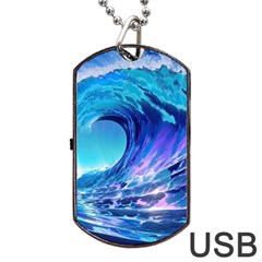 Tsunami Tidal Wave Ocean Waves Sea Nature Water 2 Dog Tag Usb Flash (two Sides) by Jancukart