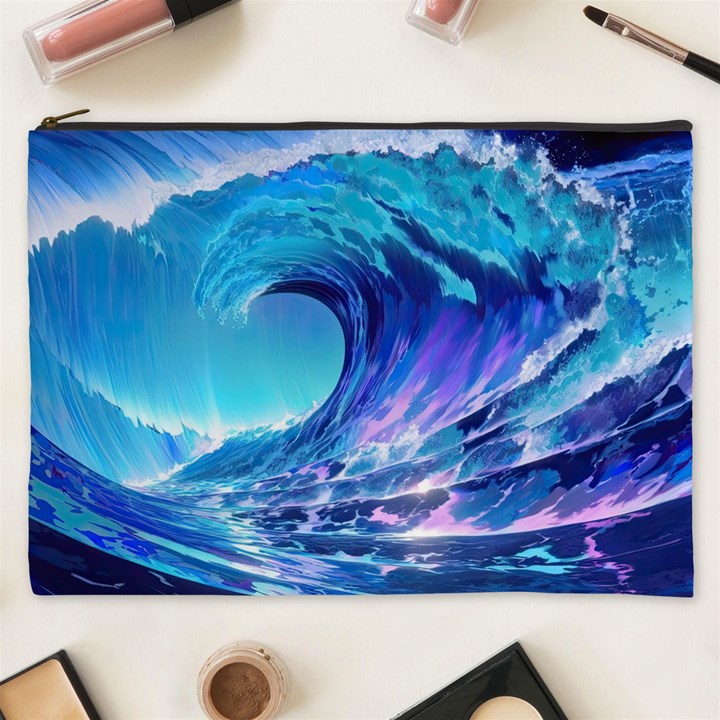 Tsunami Tidal Wave Ocean Waves Sea Nature Water 2 Cosmetic Bag (XXXL)