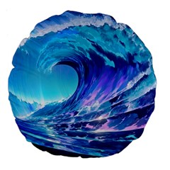 Tsunami Tidal Wave Ocean Waves Sea Nature Water 2 Large 18  Premium Flano Round Cushions by Jancukart