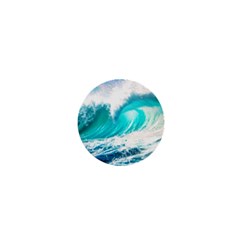 Tsunami Waves Ocean Sea Nautical Nature Water Blue Nature 1  Mini Buttons by Jancukart