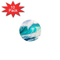 Tsunami Waves Ocean Sea Nautical Nature Water Blue Nature 1  Mini Magnet (10 Pack) 