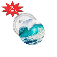 Tsunami Waves Ocean Sea Nautical Nature Water Blue Nature 1 75  Buttons (10 Pack)