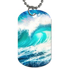 Tsunami Waves Ocean Sea Nautical Nature Water Blue Nature Dog Tag (one Side) by Jancukart