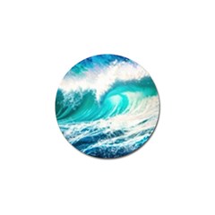 Tsunami Waves Ocean Sea Nautical Nature Water Blue Nature Golf Ball Marker by Jancukart