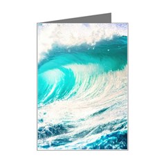 Tsunami Waves Ocean Sea Nautical Nature Water Blue Nature Mini Greeting Card by Jancukart