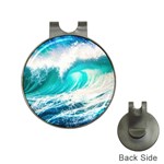 Tsunami Waves Ocean Sea Nautical Nature Water Blue Nature Hat Clips with Golf Markers Front