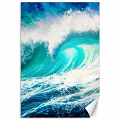 Tsunami Waves Ocean Sea Nautical Nature Water Blue Nature Canvas 12  X 18  by Jancukart