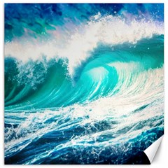 Tsunami Waves Ocean Sea Nautical Nature Water Blue Nature Canvas 16  X 16  by Jancukart