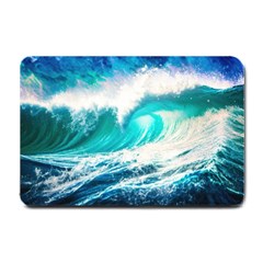 Tsunami Waves Ocean Sea Nautical Nature Water Blue Nature Small Doormat by Jancukart