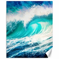 Tsunami Waves Ocean Sea Nautical Nature Water Blue Nature Canvas 11  X 14  by Jancukart