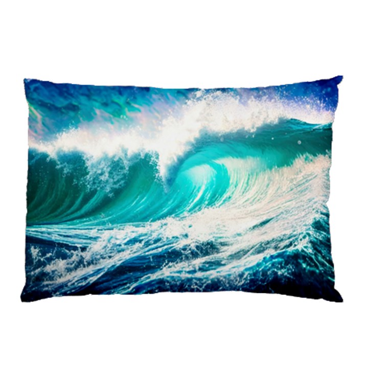 Tsunami Waves Ocean Sea Nautical Nature Water Blue Nature Pillow Case