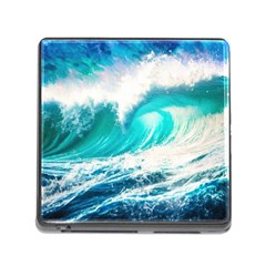 Tsunami Waves Ocean Sea Nautical Nature Water Blue Nature Memory Card Reader (square 5 Slot) by Jancukart