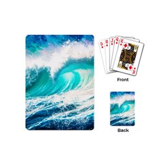 Tsunami Waves Ocean Sea Nautical Nature Water Blue Nature Playing Cards Single Design (mini)