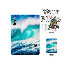 Tsunami Waves Ocean Sea Nautical Nature Water Blue Nature Playing Cards 54 Designs (mini)