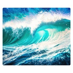 Tsunami Waves Ocean Sea Nautical Nature Water Blue Nature Two Sides Premium Plush Fleece Blanket (small) by Jancukart