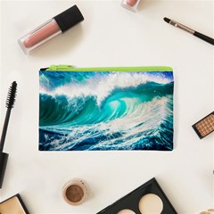 Tsunami Waves Ocean Sea Nautical Nature Water Blue Nature Cosmetic Bag (xs) by Jancukart