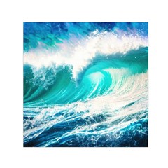 Tsunami Waves Ocean Sea Nautical Nature Water Blue Nature Square Satin Scarf (30  X 30 )