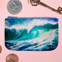 Tsunami Waves Ocean Sea Nautical Nature Water Blue Nature Large Coin Purse by Jancukart