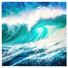 Tsunami Waves Ocean Sea Nautical Nature Water Blue Nature Wooden Puzzle Square by Jancukart