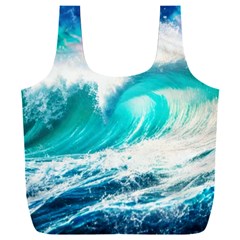 Tsunami Waves Ocean Sea Nautical Nature Water Blue Nature Full Print Recycle Bag (xxxl) by Jancukart