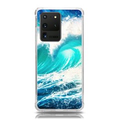 Tsunami Waves Ocean Sea Nautical Nature Water Blue Nature Samsung Galaxy S20 Ultra 6 9 Inch Tpu Uv Case by Jancukart