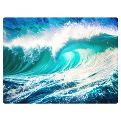 Tsunami Waves Ocean Sea Nautical Nature Water Blue Nature Premium Plush Fleece Blanket (extra Small) by Jancukart