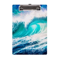 Tsunami Waves Ocean Sea Nautical Nature Water Blue Nature A5 Acrylic Clipboard by Jancukart