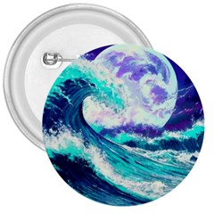 Tsunami Waves Ocean Sea Nautical Nature Water 3  Buttons by Jancukart