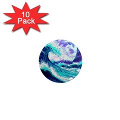 Tsunami Waves Ocean Sea Nautical Nature Water 1  Mini Magnet (10 Pack)  by Jancukart