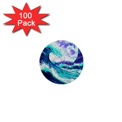 Tsunami Waves Ocean Sea Nautical Nature Water 1  Mini Buttons (100 Pack)  by Jancukart