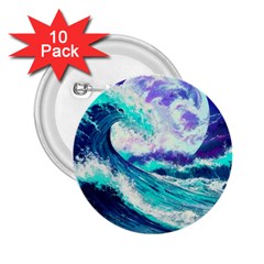 Tsunami Waves Ocean Sea Nautical Nature Water 2 25  Buttons (10 Pack) 