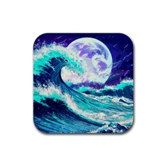 Tsunami Waves Ocean Sea Nautical Nature Water Rubber Coaster (square) by Jancukart