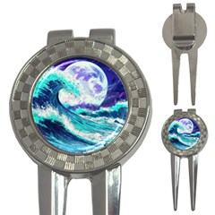 Tsunami Waves Ocean Sea Nautical Nature Water 3-in-1 Golf Divots by Jancukart