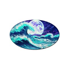 Tsunami Waves Ocean Sea Nautical Nature Water Sticker (oval) by Jancukart