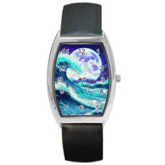 Tsunami Waves Ocean Sea Nautical Nature Water Barrel Style Metal Watch