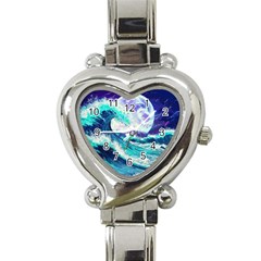 Tsunami Waves Ocean Sea Nautical Nature Water Heart Italian Charm Watch