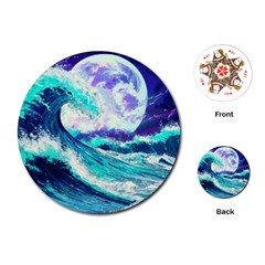 Tsunami Waves Ocean Sea Nautical Nature Water Playing Cards Single Design (round)